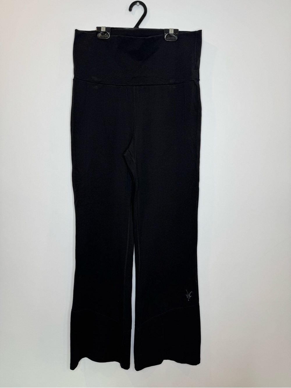 Ibex Black High-Waist pull on Flared organic cotton merino wool Pants medium